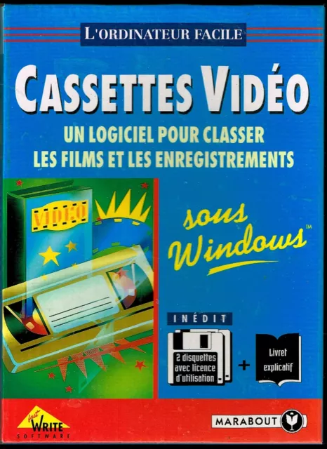 Cassettes Vidéo par Logiciel Marabout sous Windows 3.0 ou Version ultérieure.