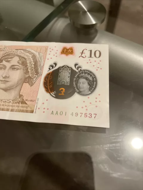 Rare £10 Aa01 Polymer Note (Aa01 497537) Unique Serial Number, Vgc)