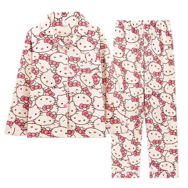 Hello Kitty Pajamas Pyjama Set Cute Cartoon Sleepwear PJs Womens Home Nightwear-