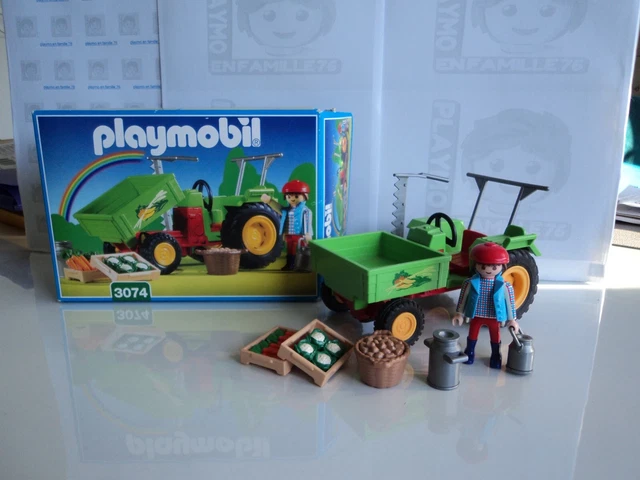 Lot PLAYMOBIL Vintage Ferme Country 1999 (set 3072) - Fermier, Brouette, Fourche, Animaux