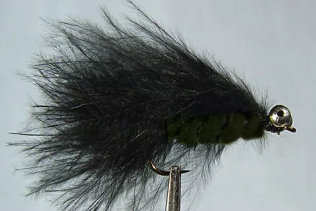 10 x Mouche de peche Streamer Catwiskers Noir H8/10/12 fly trout black truite