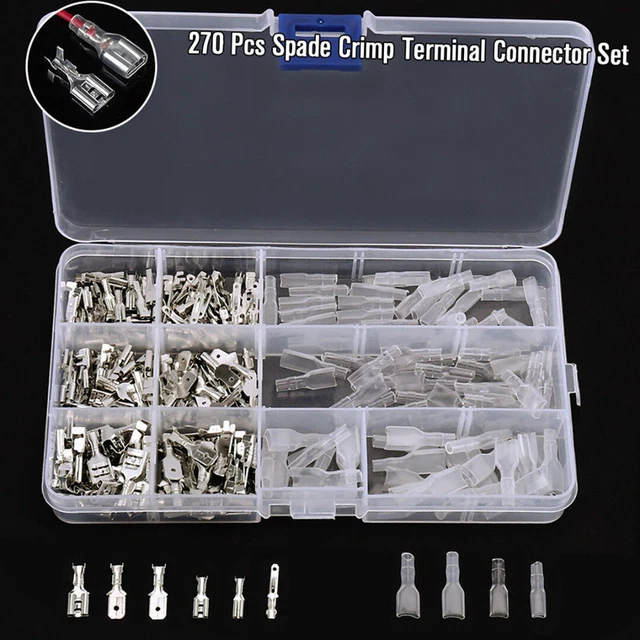 270x Terminaux Femelle Mâle Cosses Isolées Connecteur électrique 2.8-6.3mm Kit