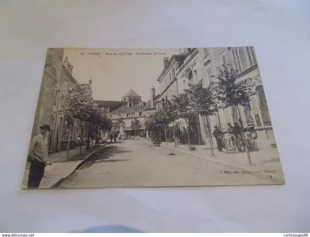 Cpa 58 Cosne Sur Loire Nievre Rue Du 14 Juillet Le Bureau De Poste Animees 1923