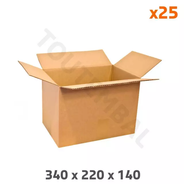 Caisse carton plate en simple cannelure 340 x 220 x 140 mm (par 25)