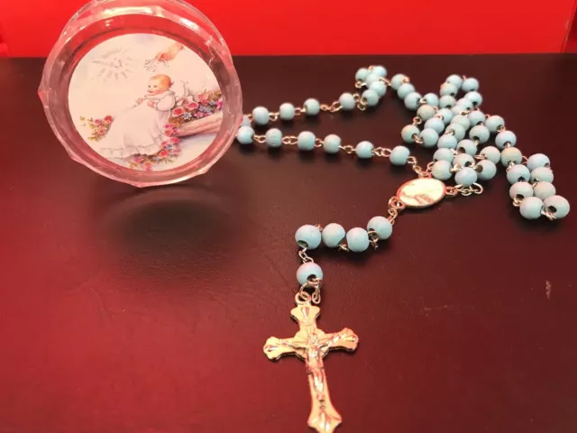 1 Rosary Blue Scented Rosario de nino Azul Boy Wood Rosary