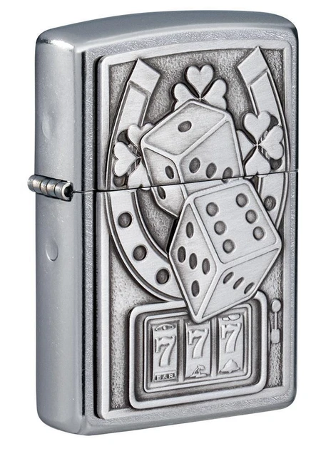 Accendino Antivento Zippo 49294 Lucky 7 Uomo Metal Argento
