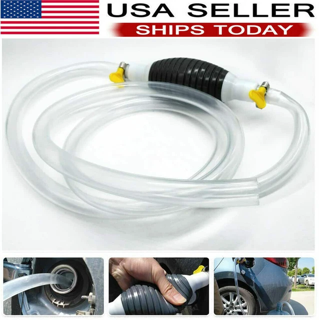 PORTABLE MANUAL CAR Siphon Pump Fuel Gas Transfer Oil Liquid Hand Air