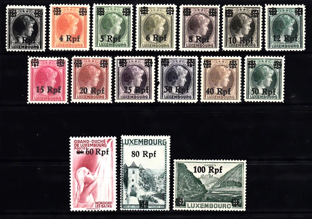 Deutsche Besetzung Luxemburg Mi.-Nr. 17 - 32 Marken von Luxemb. mit Aufdr. Falz