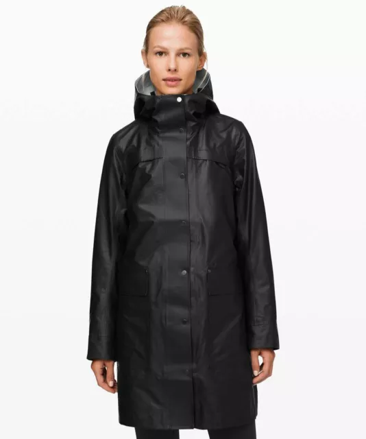 LULULEMON INTO THE Drizzle Jacket Size 6 Waterproof Windproof Black ...