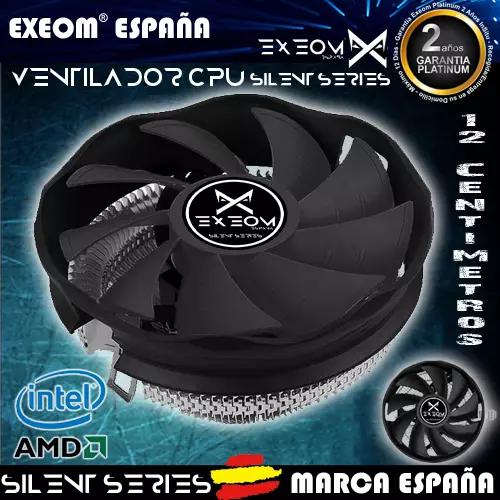 Ventilador para Procesador Socket Intel LGA 1151 1150 1155 1156 775 12cm Exeom®