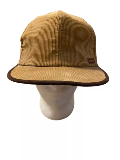 Vintage Wrangler Mens Corduroy SnapBack Hat Tan/Brown Rim Adjustable