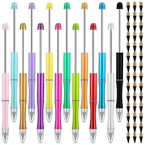 14 Pcs Beadable Pencil with 42 Pcs Replacement Nibs Inkless Everlasting