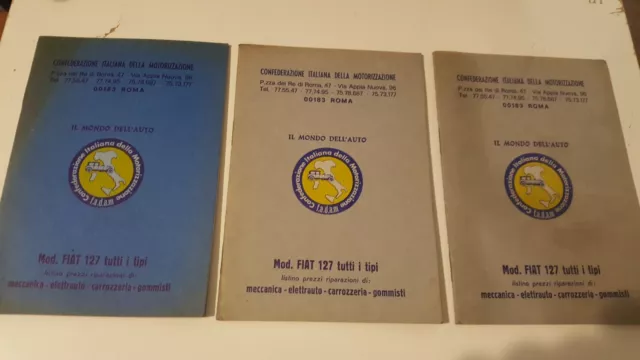 Libretto manutenzione e listino prezzi Fiat 127 pubblicazione auto d'epoca