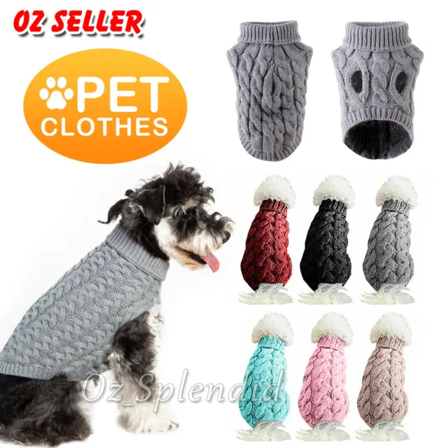 Puppy Dog Jumper Winter Warm Knitted Sweater Pet Clothes Dogs Coat Thermal AU