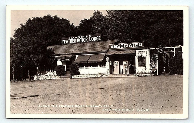 RPPC BUTTE COUNTY, CA California ~ HANSELL'S FEATHER RIVER LODGE c1940s Postcard