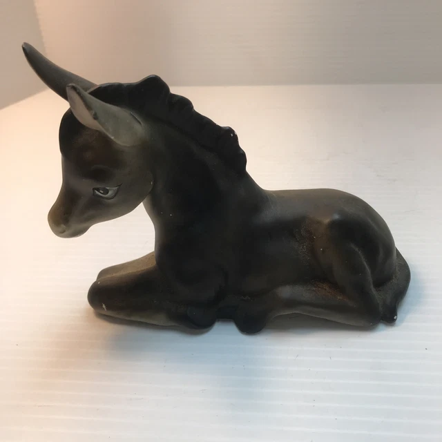 Vintage Ceramic Donkey Mule Holiday Nativity Sculpture figurine.