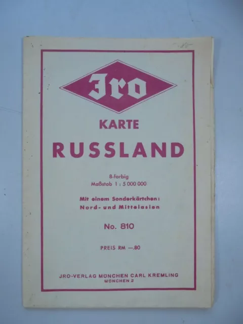 JRO-Karte Russland (Nr. 810) 8-farbig Maßstab 1 : 5 000 000 2WK 1941