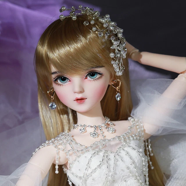 Set completo assemblato 1/3 bambola BJD 60 cm ragazza con occhi rimovibili abito da sposa lungo