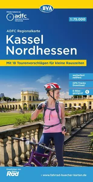 ADFC-Regionalkarte Kassel Nordhessen, 1:75.000, mit Tagestourenvorschlägen, reiß
