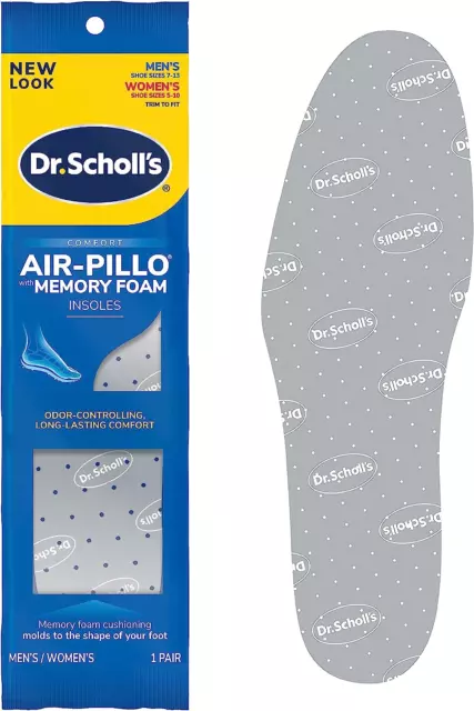 Air-Pillo with Memory Foam Insoles, Unisex (Men 7-12) (Women 5-10), 1 Pair, Trim