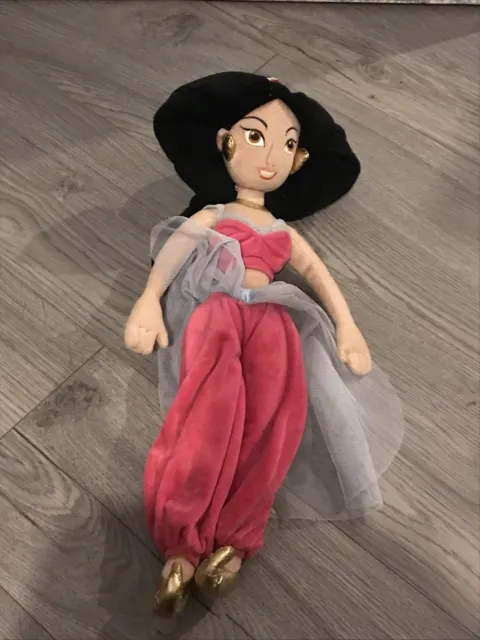 Disney Store Soft Toy Princess Jasmine in Pink Dress Aladdin Doll Plush Stuffed