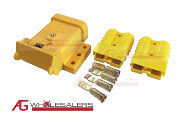 Yellow Anderson Plug Mounting Kit 50A With 2 Plugs Mount Cover Dust Cap External