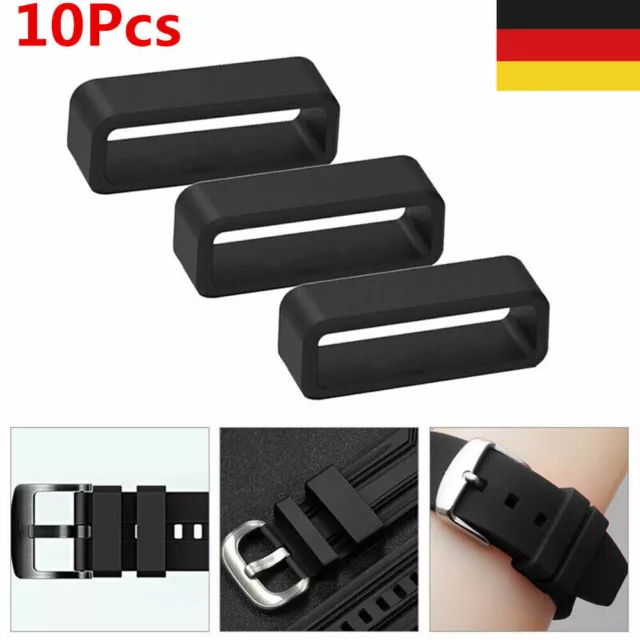 10X Silikon Ersatzschlaufen für Kautschuk-Silikon Uhrenarmband schwarz 18mm-24mm