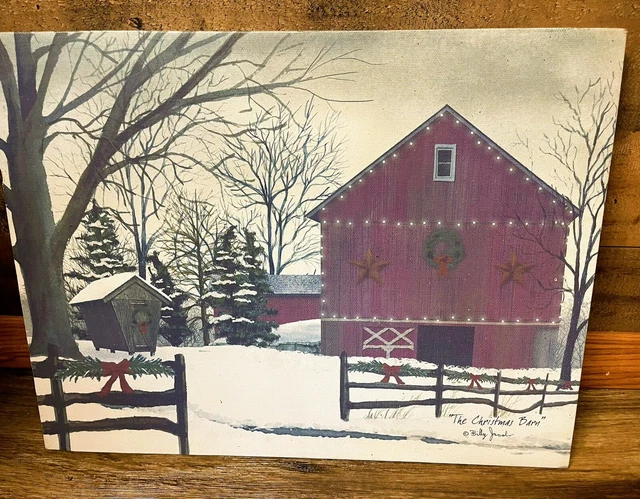 Billy Jacobs 16x12 Christmas Barn Canvas Print Picture