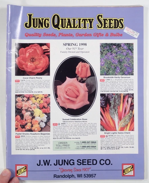 1998 Spr JUNG QUALITY SEEDS catalog BEGONIAS vegetables ANNUALS LANDSCAPING more