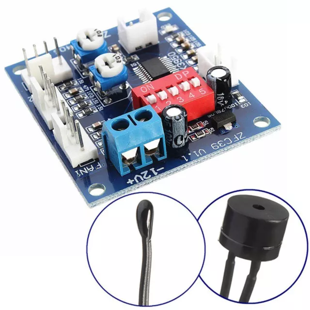 12V PC CPU 4 Wire Fan Temperature Control PWM Speed Control Module W/ Alarm