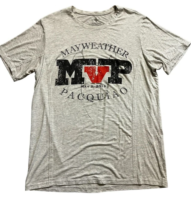 Floyd Mayweather VS. Manny Pacquiao Boxing Heavy Fight May 2 Men L Gray Shirt