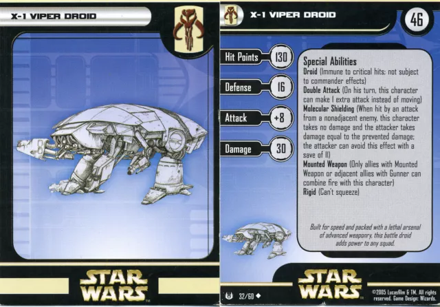 Star Wars Miniatures Universe X-1 VIPER DROID #32 card