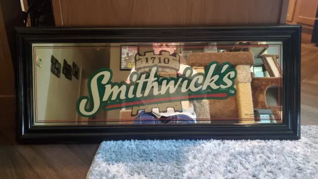 Smithwicks 1710 Irish Ale Beer Castle Pub Mirror Sign 33"x 13.5"  RARE