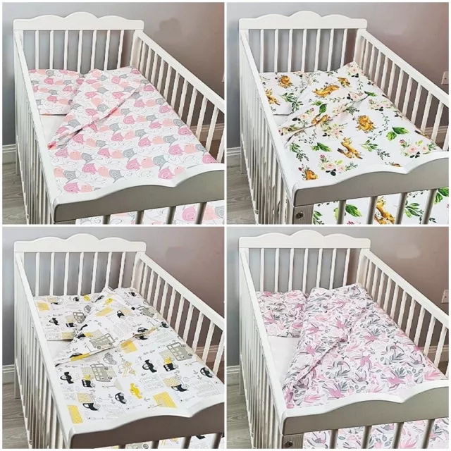 4tlg Bettwäschegarnitur Baby passend Kinderbett Kissenbezug Bettbezug Kissen 60x120cm