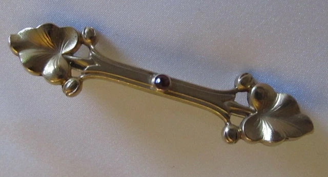 Broche en plaqué or FIX Art Nouveau petite pierre rouge