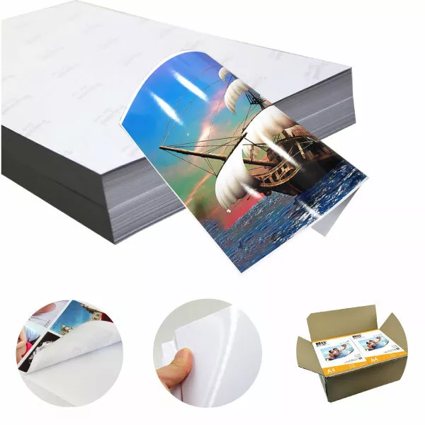 100pcs A4 135 GSM/150 GSM Glossy Photo Paper Sticker Self Adhesive Inkjet Print