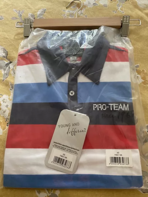 HKM Pro Team Polo Shirt  Blue Red Top XS