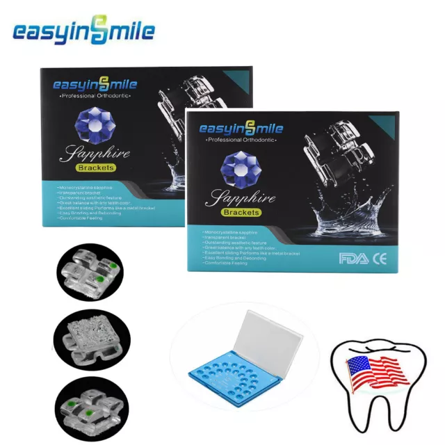 Dental Orthodontic Crystal Sapphire Brackets Ceramic Braces .022 Roth/MBT 2Packs