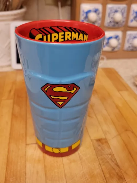 DC Comics Superman Mug. Blue, Red, Yellow. ICup, Inc. 12 oz Capacity. EUC