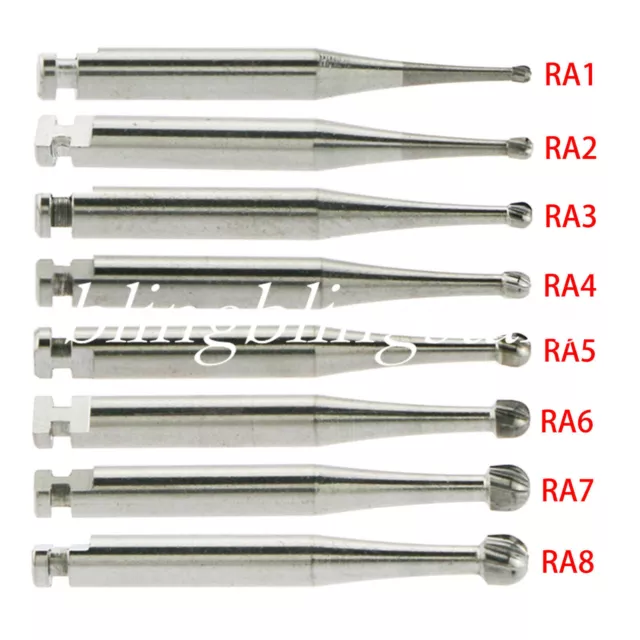 8 Types Dental Round Carbide Bur for Slow Speed Latch Type RA 1# - 8# Burs