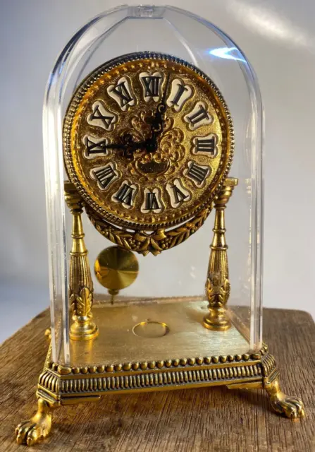 Antique Schmid German Gold Gilt Case Mechanical Swing Pendulum 8 Days Clock