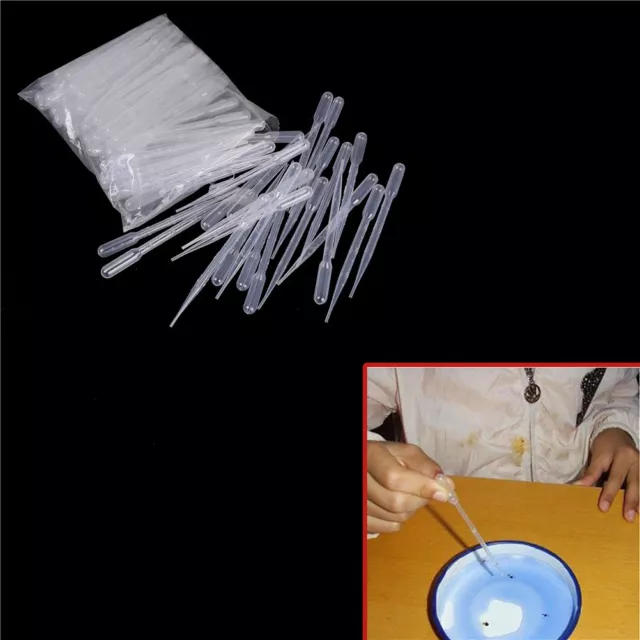 100Pcs 2ml Clear Plastic Eye Dropper Set Liquid Transfer Graduated _tu