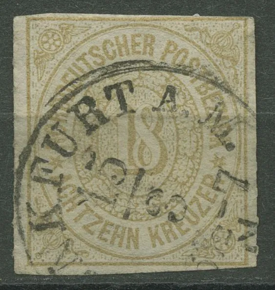 Norddeutscher Postbezirk NDP 1868 18 Kreuzer 11 gestempelt, Mängel