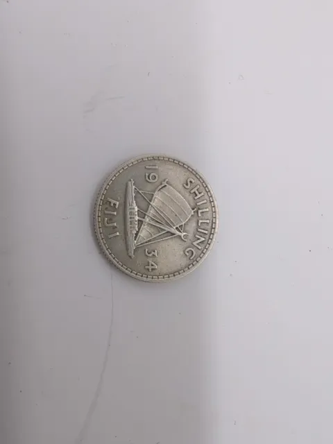 Fiji 1934 One Shilling 50% Silver George V King
