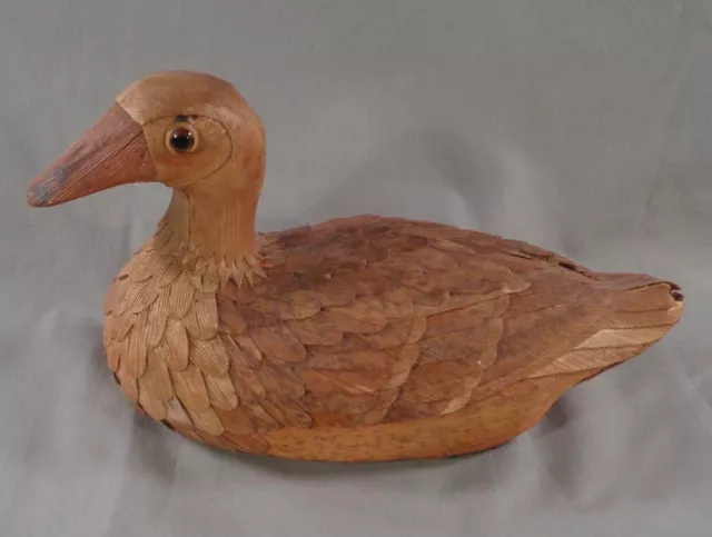 Vintage Primitive Folk Art Corn Husk Duck Decoy Figurine Hunting Handmade