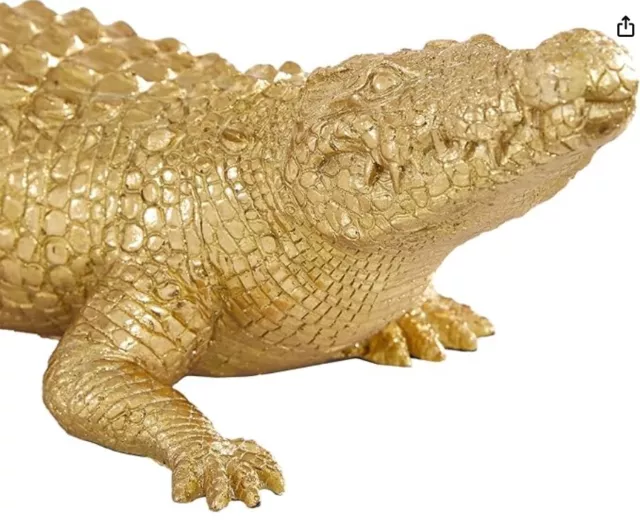 Large Resin Crocodile in gold paint  Home decor