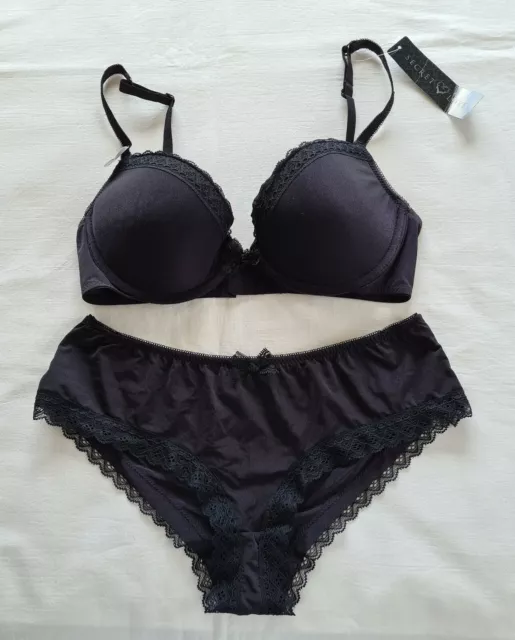 SECRET LOVE LADIES Becca Black Size 10B Bra + Size 12 Brief Underwear Set  New $15.00 - PicClick AU