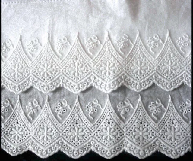 New Embroidered Lace PillowCase White Cotton Sateen Standard Queen King One M6#
