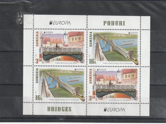 2018 Romania Stamps Cept Europe Bridge Sibiu Danube Block 1 Mnh