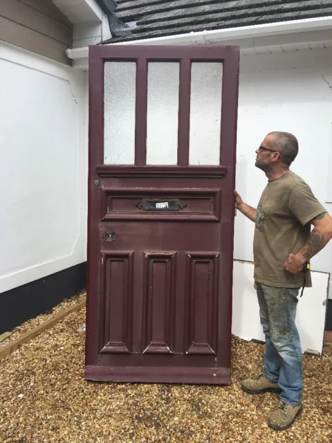 V V Large Tall Victorian Front Door Reclaimed Old Period Antique Wood Glass Pine
